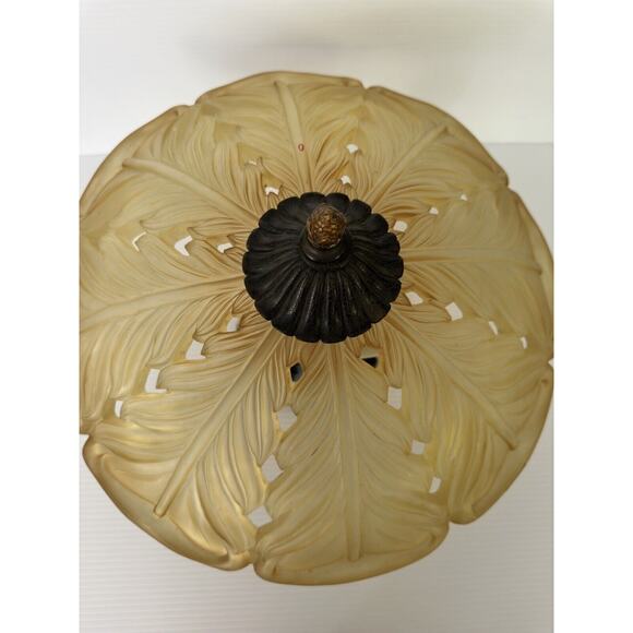 3-Light Semi Flush Mount Ceiling Fixture Amber Color Up Soft Light Glass Shade - Picture 10 of 16
